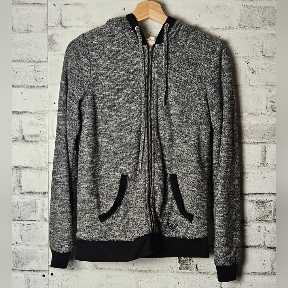 Roxy Sherpa Lined Zip Up Hoodie Gray Cozy Casual Small